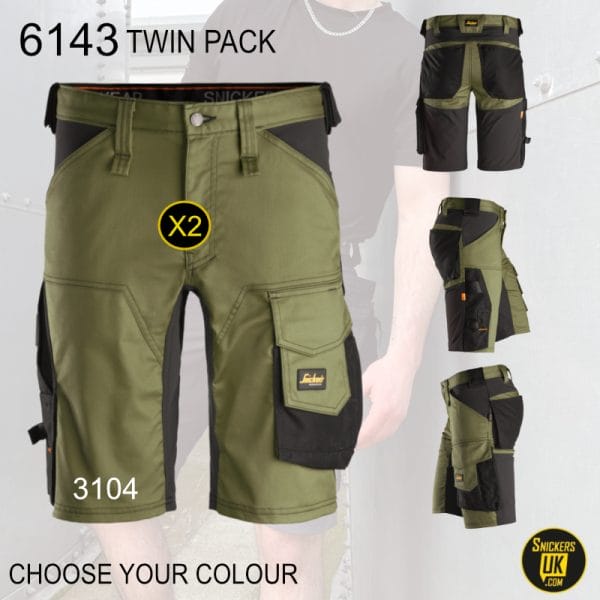 Snickers 6143 AllRoundWork Stretch Non Holster Shorts Pack