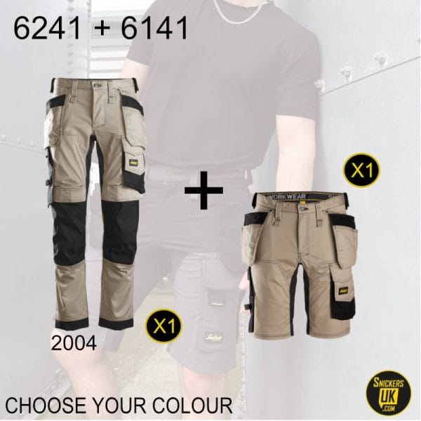 Snickers AllRoundWork Stretch Holster Pocket Trousers & Shorts Pack