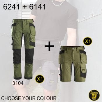 Snickers AllRoundWork Stretch Holster Pocket Trousers & Shorts Pack