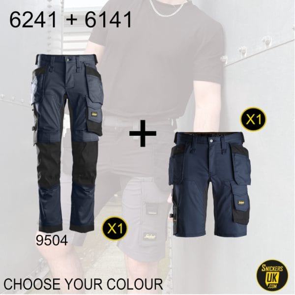 Snickers AllRoundWork Stretch Holster Pocket Trousers & Shorts Pack