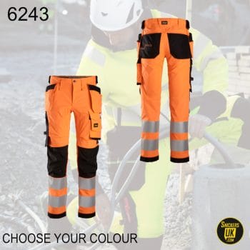 Snickers 6243 AllRoundWork High Vis Stretch Holster Pocket Trousers