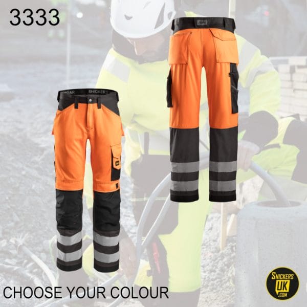 Snickers 3333 Hi-Vis Non Holster Pocket Trousers