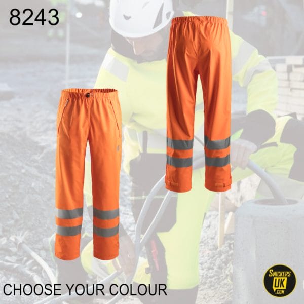 Snickers 8243 High-Vis PU CL2 Rain Trousers