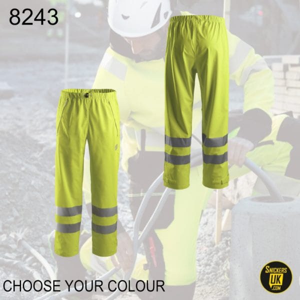 Snickers 8243 High-Vis PU CL2 Rain Trousers