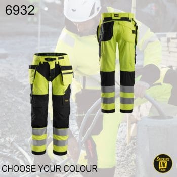 Snickers 6932 FlexiWork Hi-Vis Holster Pocket Trousers