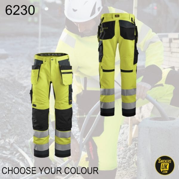 Snickers 6230 AllRoundWork Hi-Vis Holster Pocket Trousers