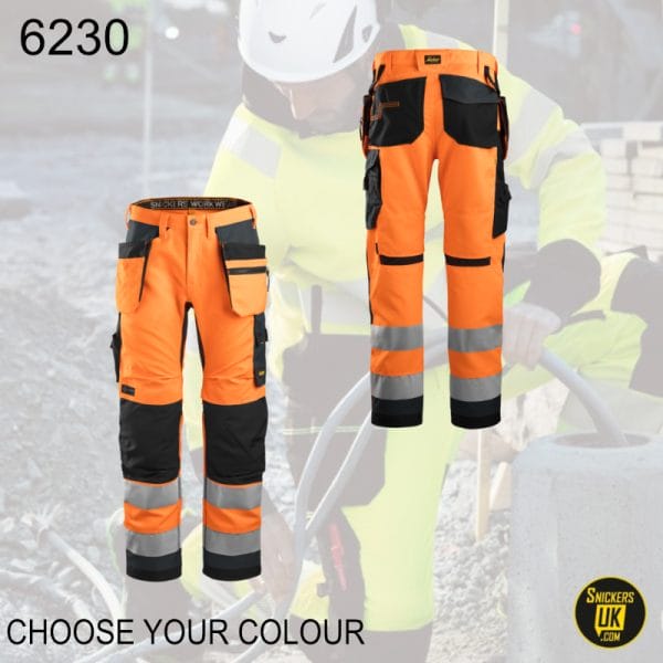 Snickers 6230 AllRoundWork Hi-Vis Holster Pocket Trousers