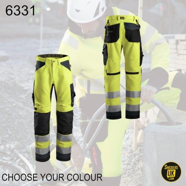 Snickers 6331 AllRoundWork Hi-Vis Non Holster Pocket Trousers