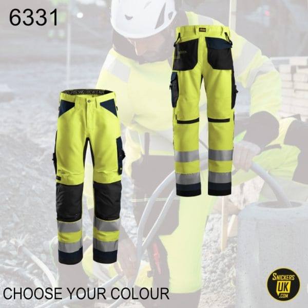 Snickers 6331 AllRoundWork Hi-Vis Non Holster Pocket Trousers