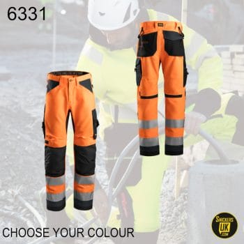 Snickers 6331 AllRoundWork Hi-Vis Non Holster Pocket Trousers