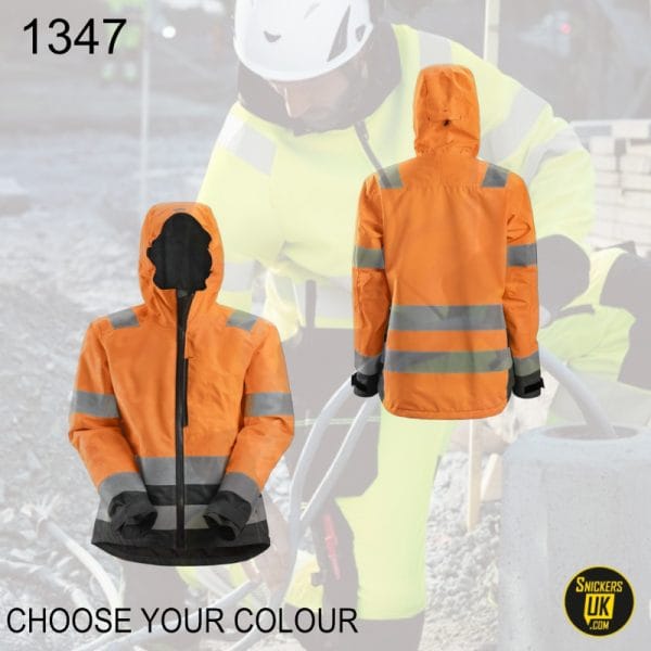 Snickers 1347 AllRoundWork Women's High Vis Waterproof Shell Jacket