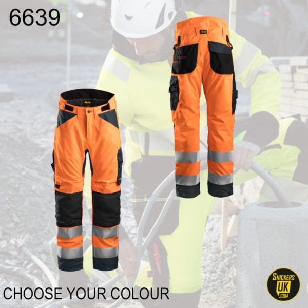 Snickers 6639 AllroundWork Hi Vis 37.5 Insulated Trousers+ CL2