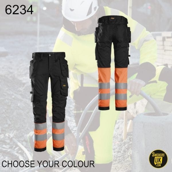 Snickers 6234 High Vis Stretch Holster Pocket Trousers