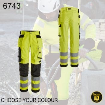 Snickers 6743 Women's High Vis Class 2 Stretch Holster Pocket Trousers