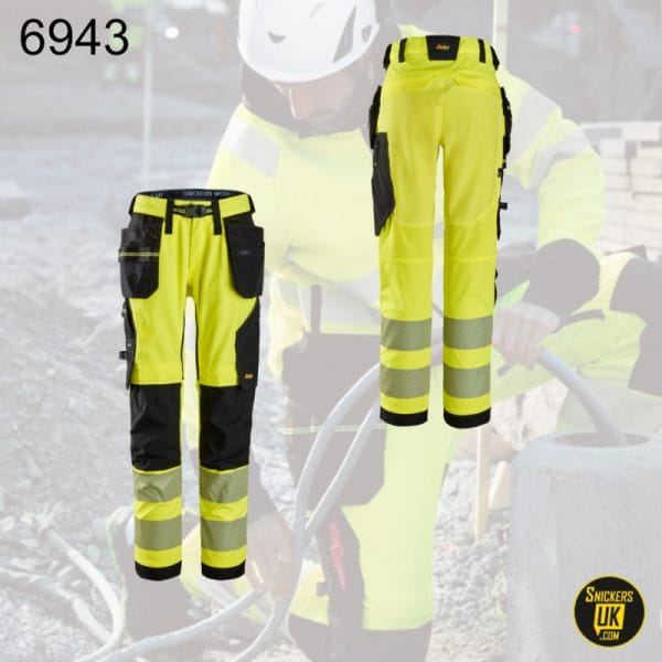 Snickers 6943 High Vis Class 2 Stretch Holster Pocket Trousers