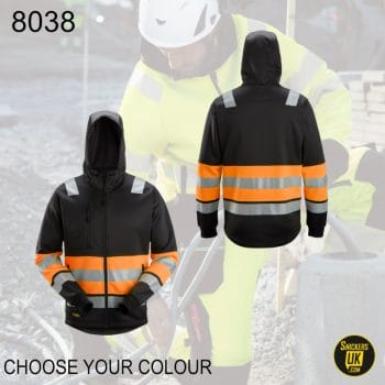 Snickers 8038 High Vis Class 1 Full Zip Hoodie