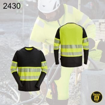 Snickers 2430 High Vis Class 1 Long Sleeve T Shirt