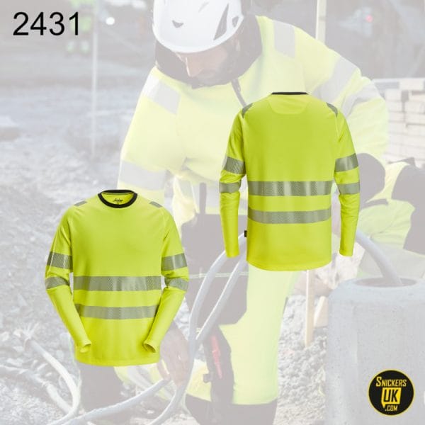 Snickers 2431 High-Vis Class 2/3 Long Sleeve T Shirt