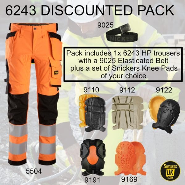 Snickers 6243 AllRoundWork High Vis Stretch Holster Pocket Trousers Pack