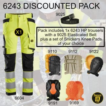 Snickers 6243 AllRoundWork High Vis Stretch Holster Pocket Trousers Pack