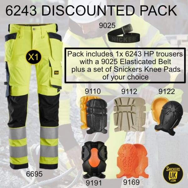 Snickers 6243 AllRoundWork High Vis Stretch Holster Pocket Trousers Pack