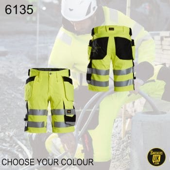 Snickers 6135 High Vis Class 1 Stretch Holster Pocket Shorts