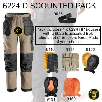 Snickers 6224 AllRoundWork Canvas+ Stretch Work Holster Pocket Trousers Pack