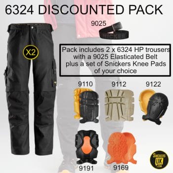 Snickers 6324 AllRoundWork Canvas+ Stretch Work Non Holster Pocket Trousers Pack